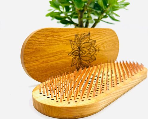 Oak nail desk copper nails lotus foto